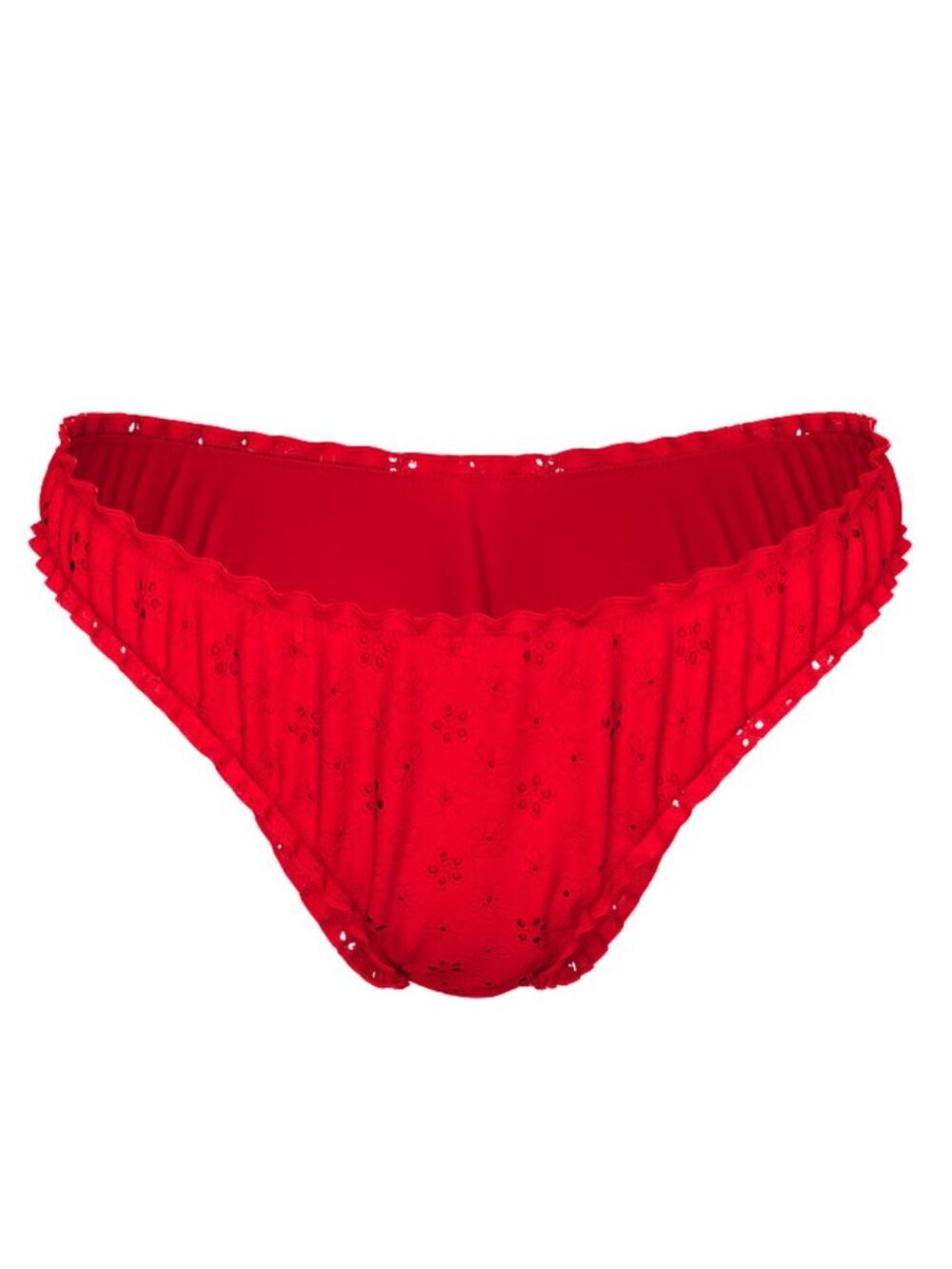 New! PINK x Frankies Bikinis Red Hudson Eyelet Cheeky Bikini Bottom 39212